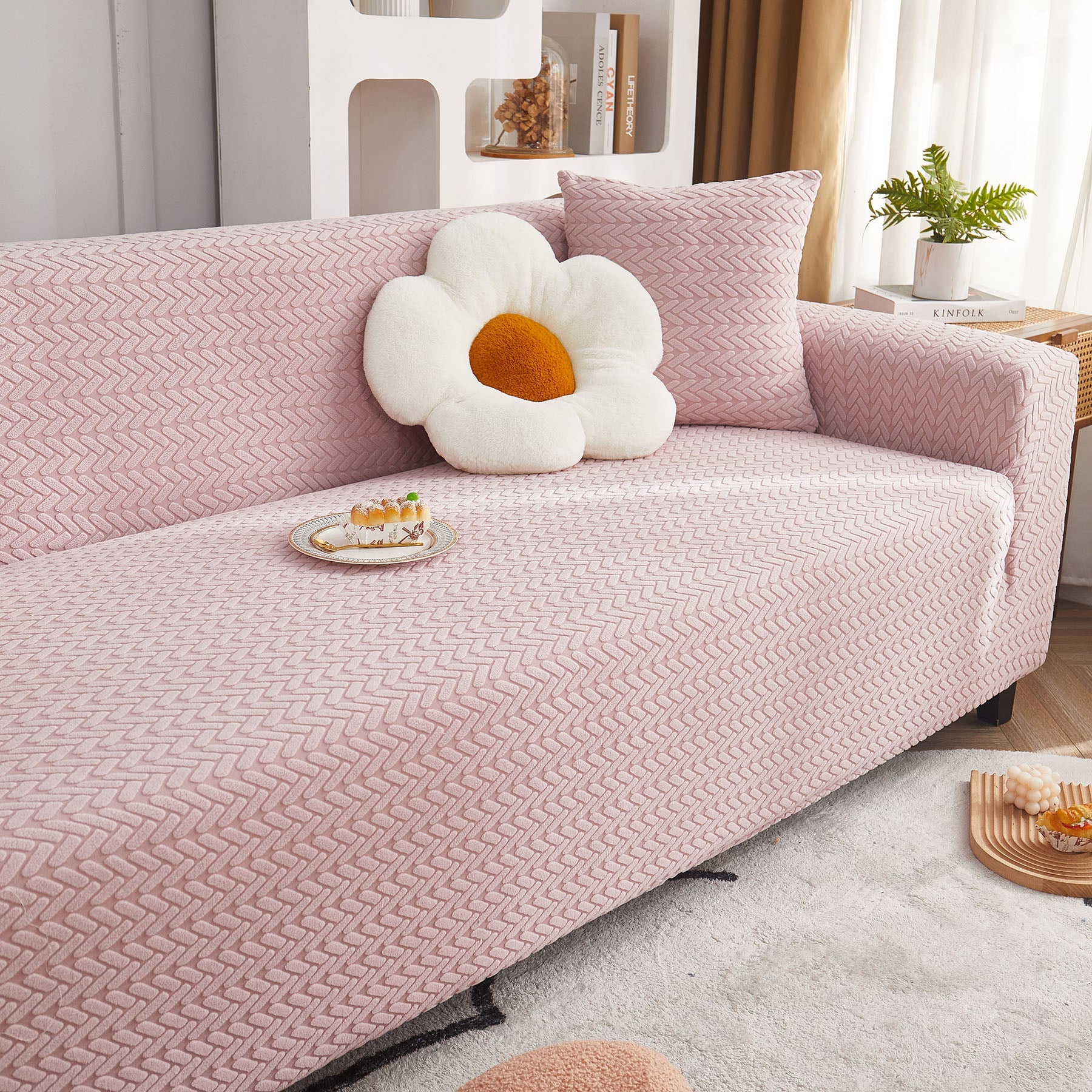 3D Geometric Stretch Sofa Slipcovers Non Slip Pet Friendly Washable Fitted Sofa Covers
