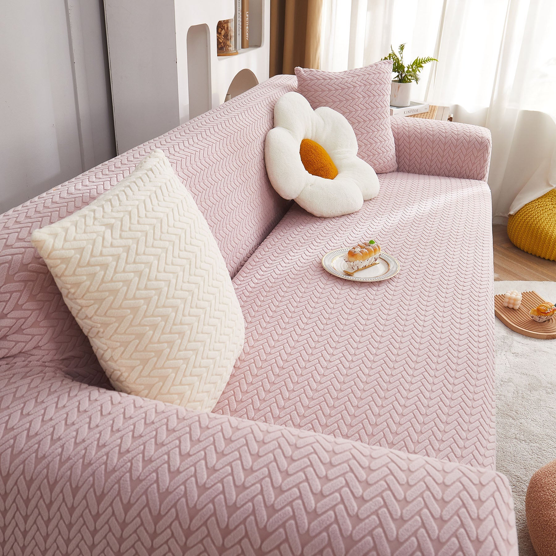 3D Geometric Stretch Sofa Slipcovers Non Slip Pet Friendly Washable Fitted Sofa Covers