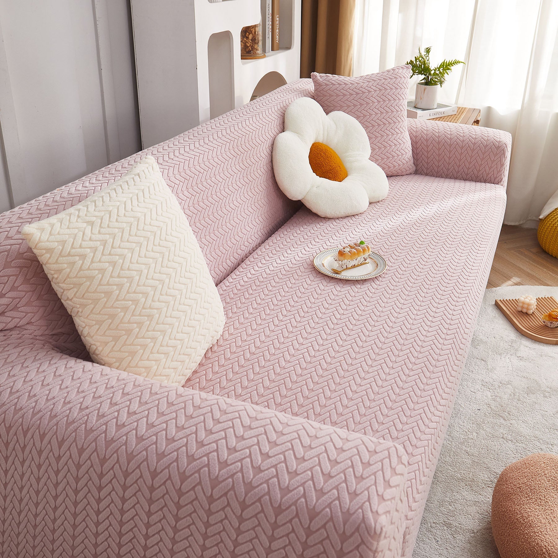 3D Geometric Stretch Sofa Slipcovers Non Slip Pet Friendly Washable Fitted Sofa Covers