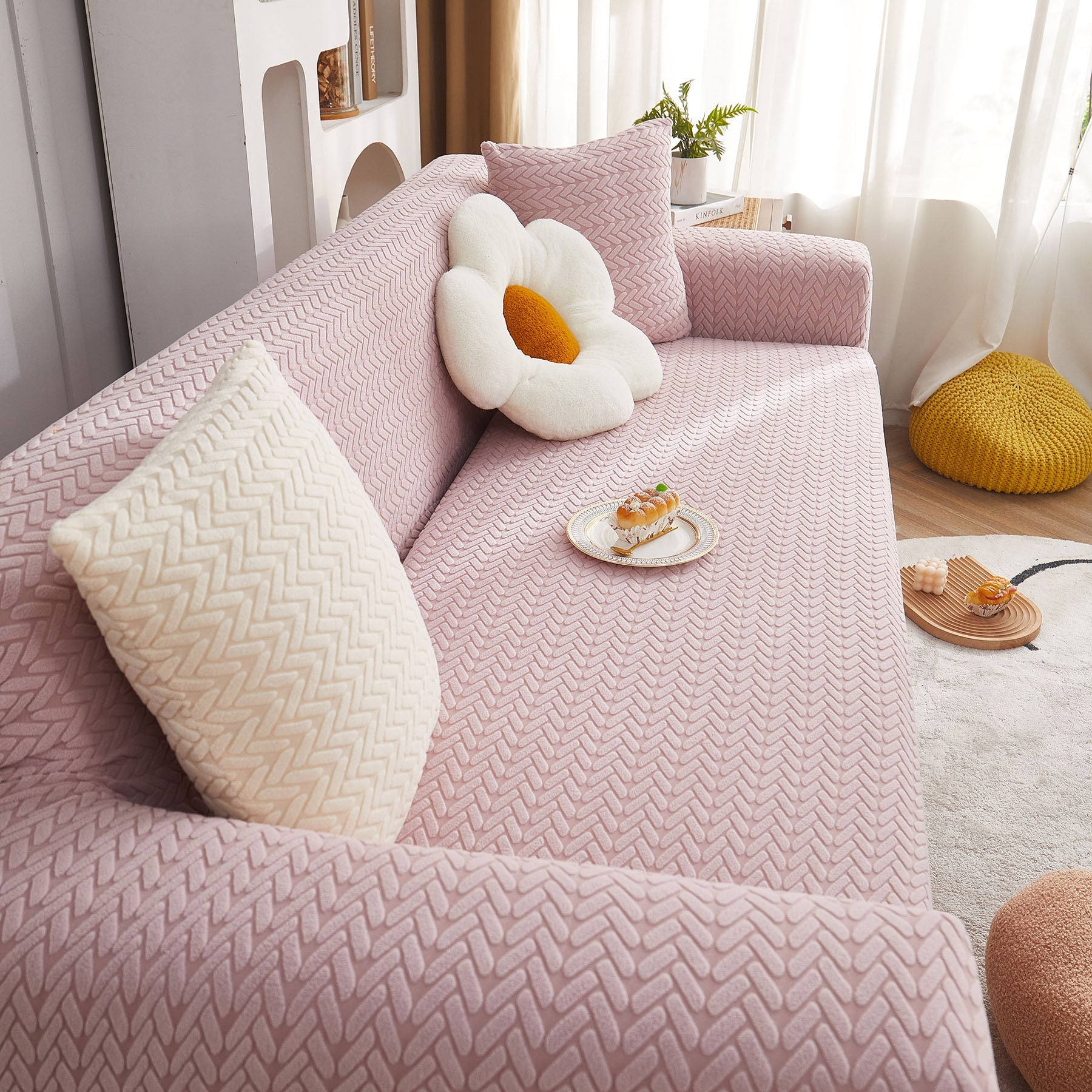 3D Geometric Stretch Sofa Slipcovers Non Slip Pet Friendly Washable Fitted Sofa Covers