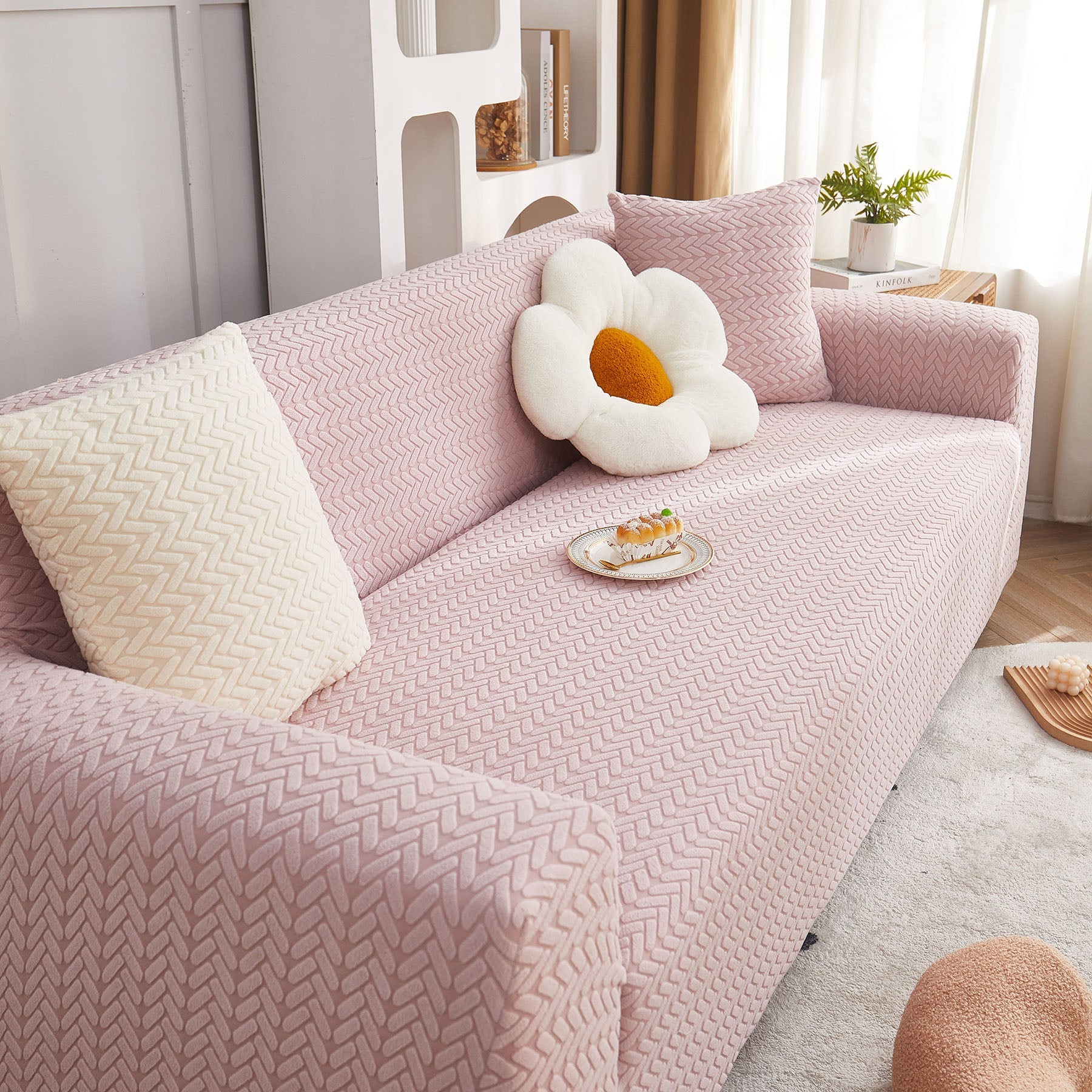 3D Geometric Stretch Sofa Slipcovers Non Slip Pet Friendly Washable Fitted Sofa Covers