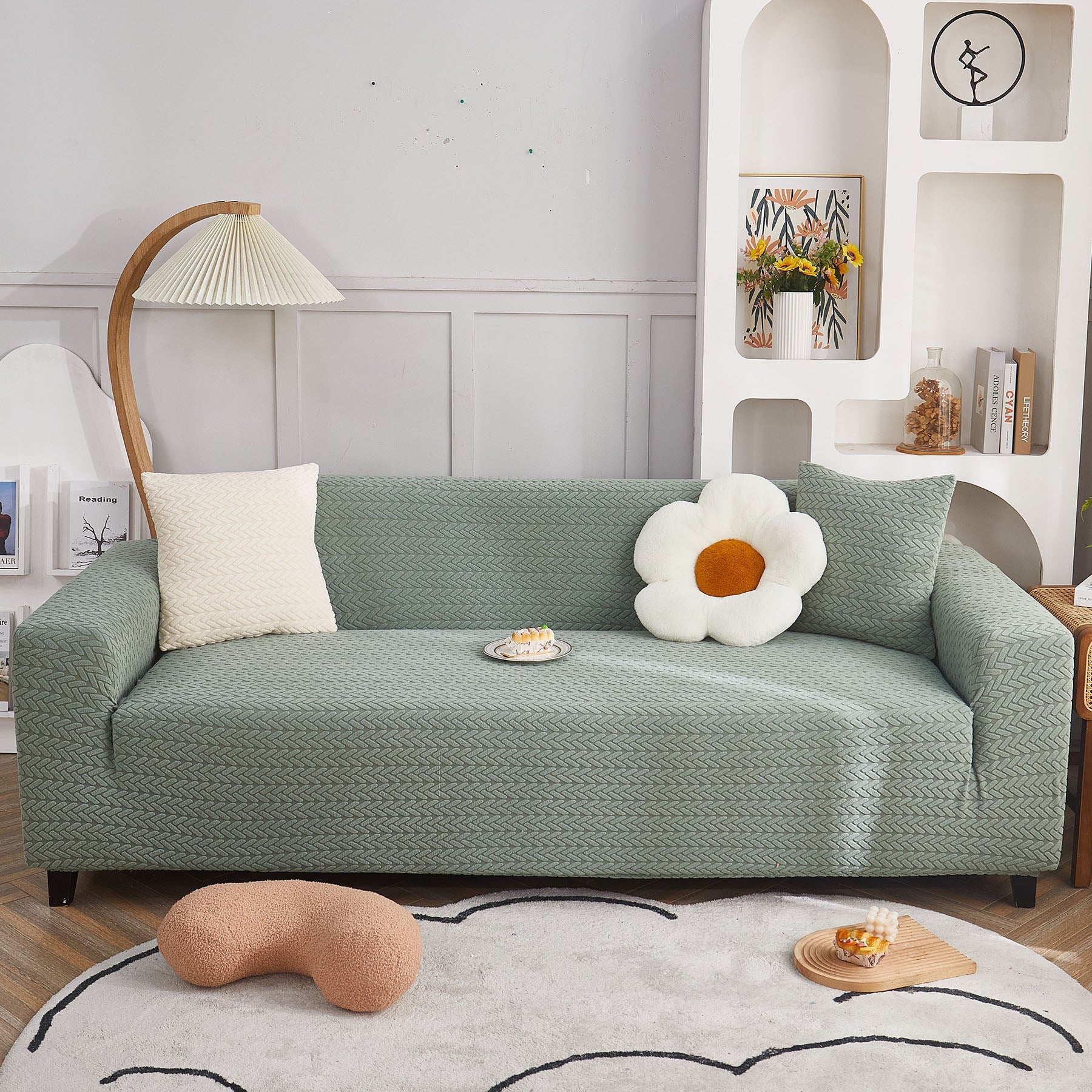 3D Geometric Stretch Sofa Slipcovers Non Slip Pet Friendly Washable Fitted Sofa Covers