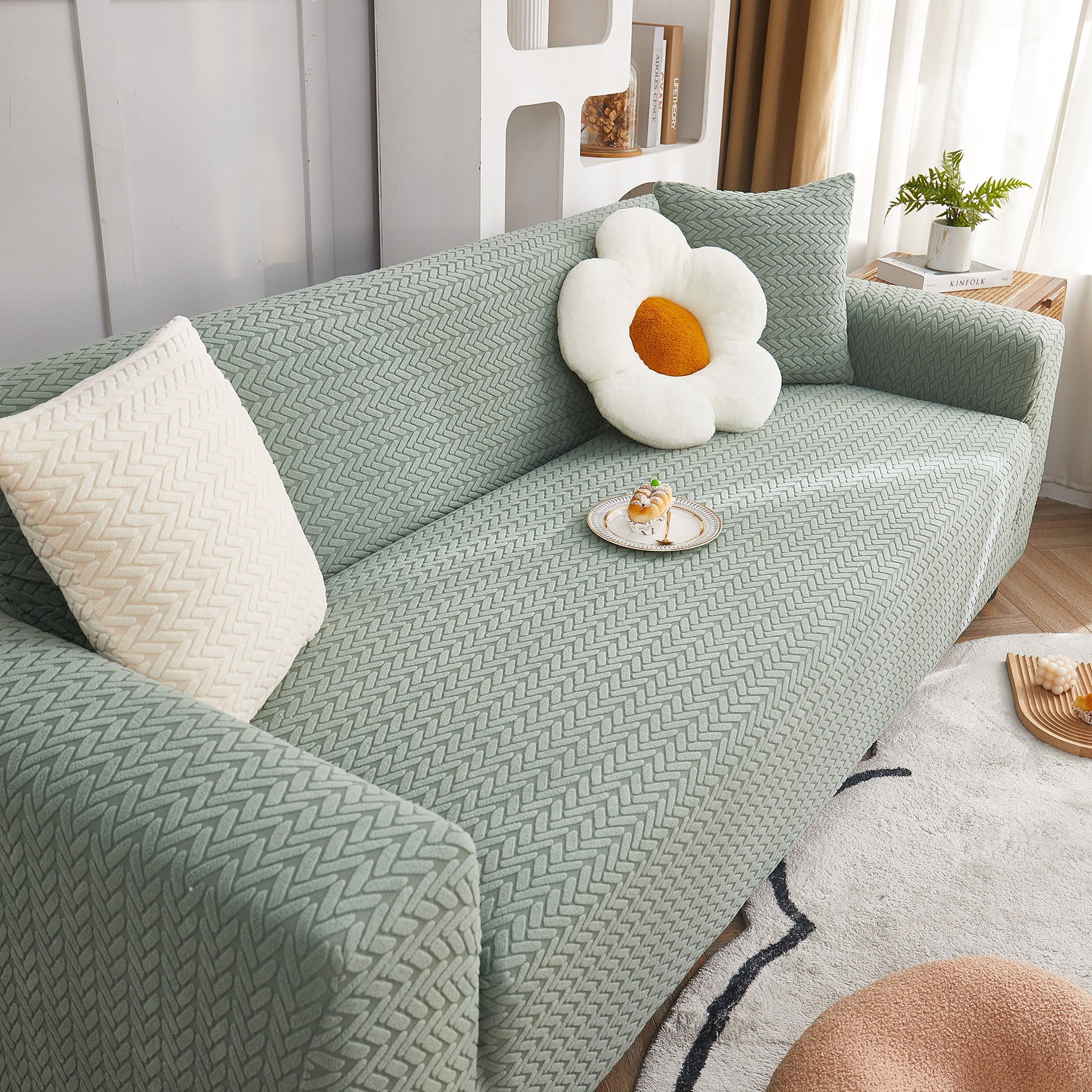 3D Geometric Stretch Sofa Slipcovers Non Slip Pet Friendly Washable Fitted Sofa Covers