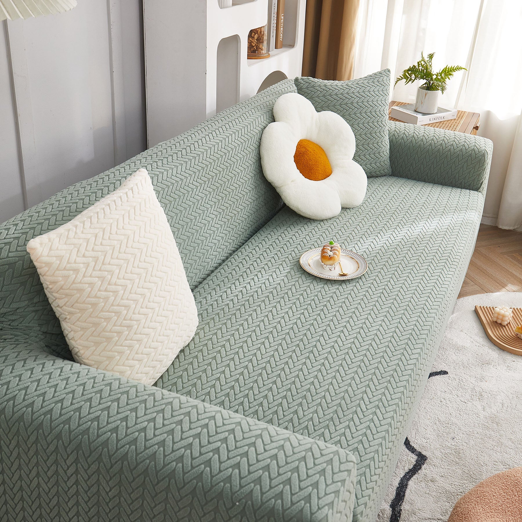 3D Geometric Stretch Sofa Slipcovers Non Slip Pet Friendly Washable Fitted Sofa Covers