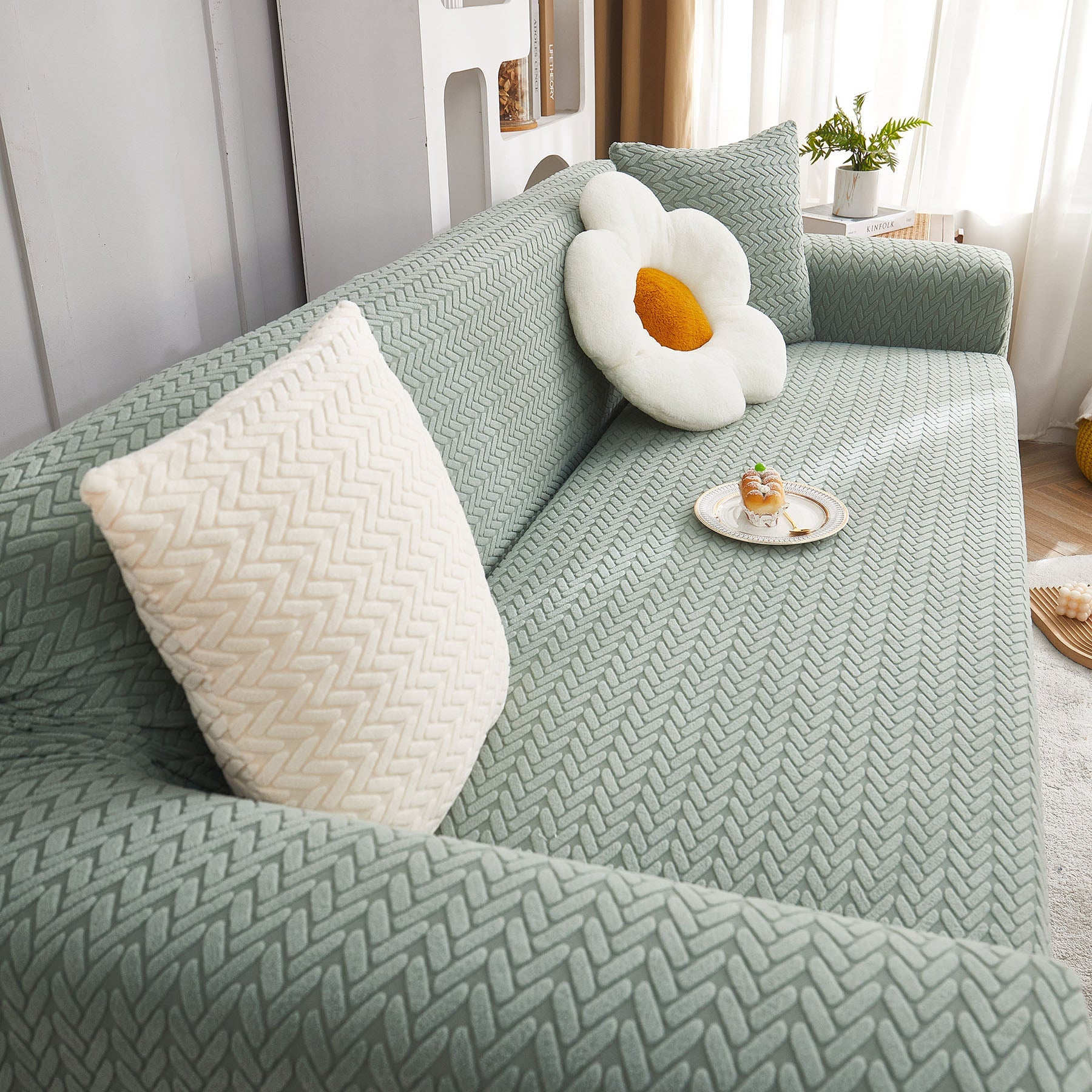 3D Geometric Stretch Sofa Slipcovers Non Slip Pet Friendly Washable Fitted Sofa Covers