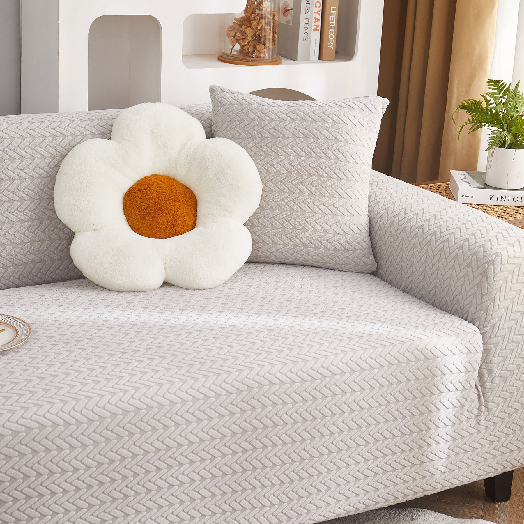 3D Geometric Stretch Sofa Slipcovers Non Slip Pet Friendly Washable Fitted Sofa Covers