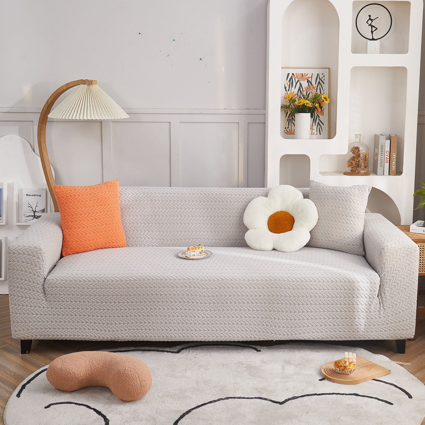 3D Geometric Stretch Sofa Slipcovers Non Slip Pet Friendly Washable Fitted Sofa Covers