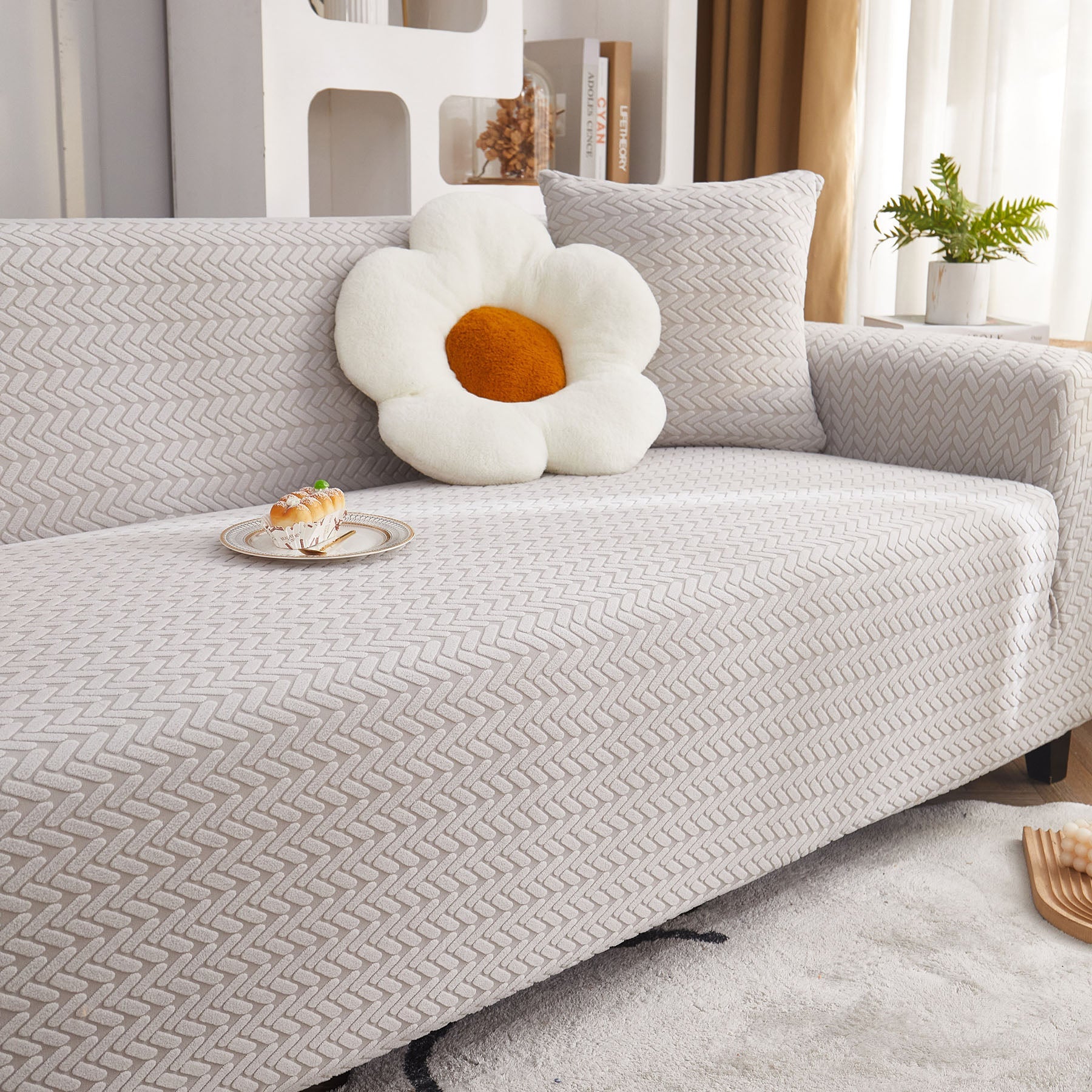 3D Geometric Stretch Sofa Slipcovers Non Slip Pet Friendly Washable Fitted Sofa Covers
