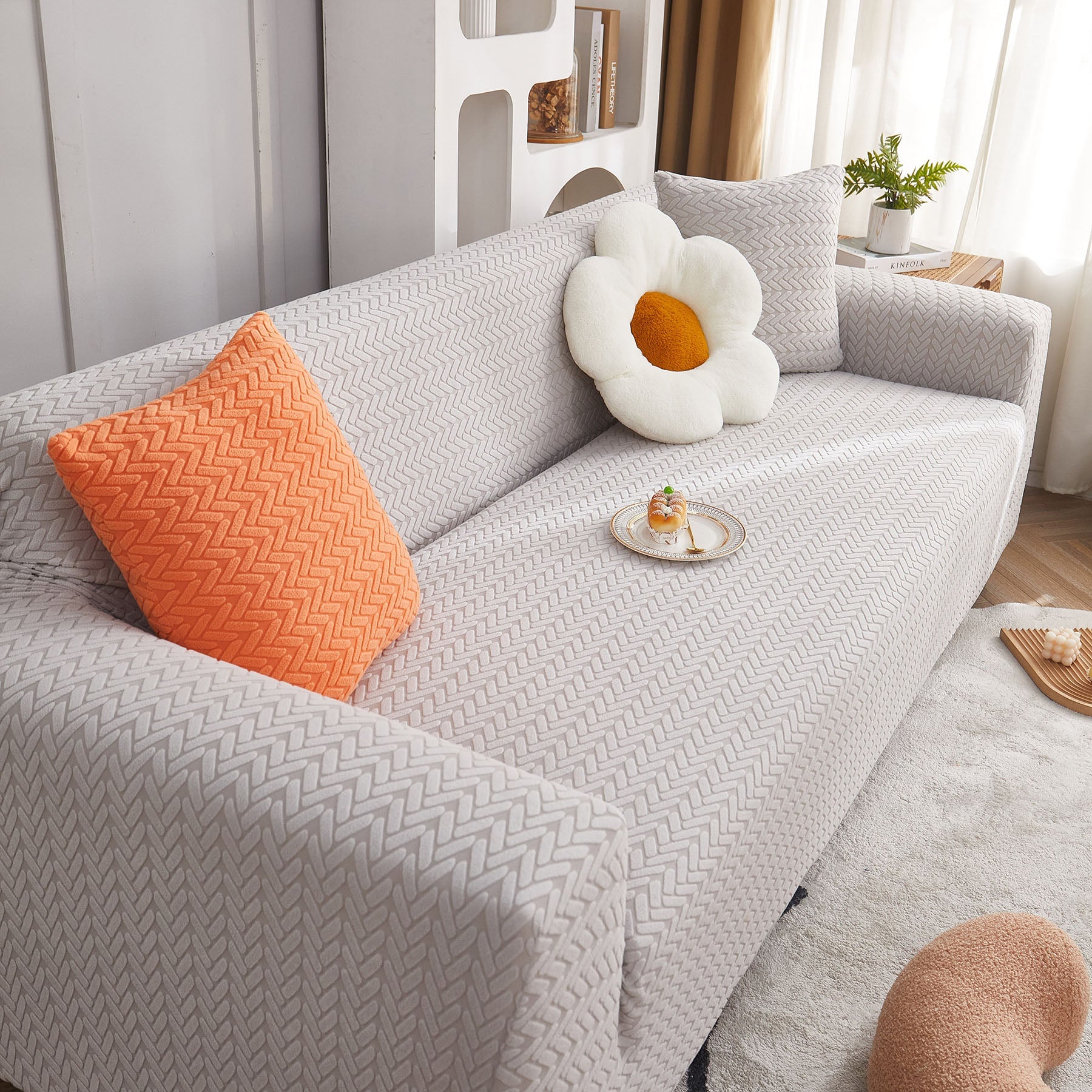 3D Geometric Stretch Sofa Slipcovers Non Slip Pet Friendly Washable Fitted Sofa Covers
