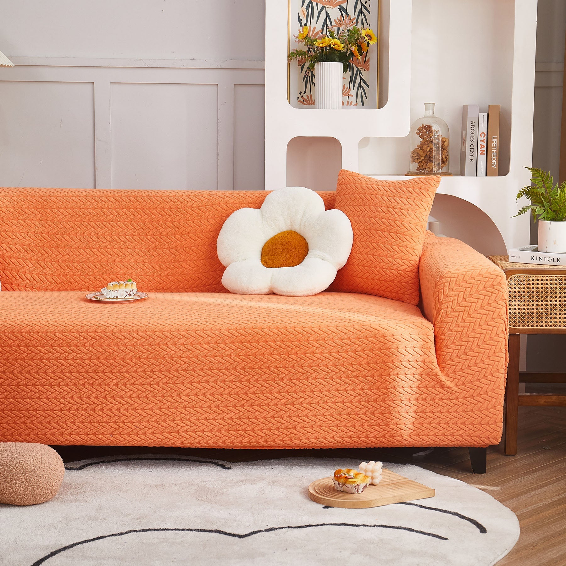 3D Geometric Stretch Sofa Slipcovers Non Slip Pet Friendly Washable Fitted Sofa Covers