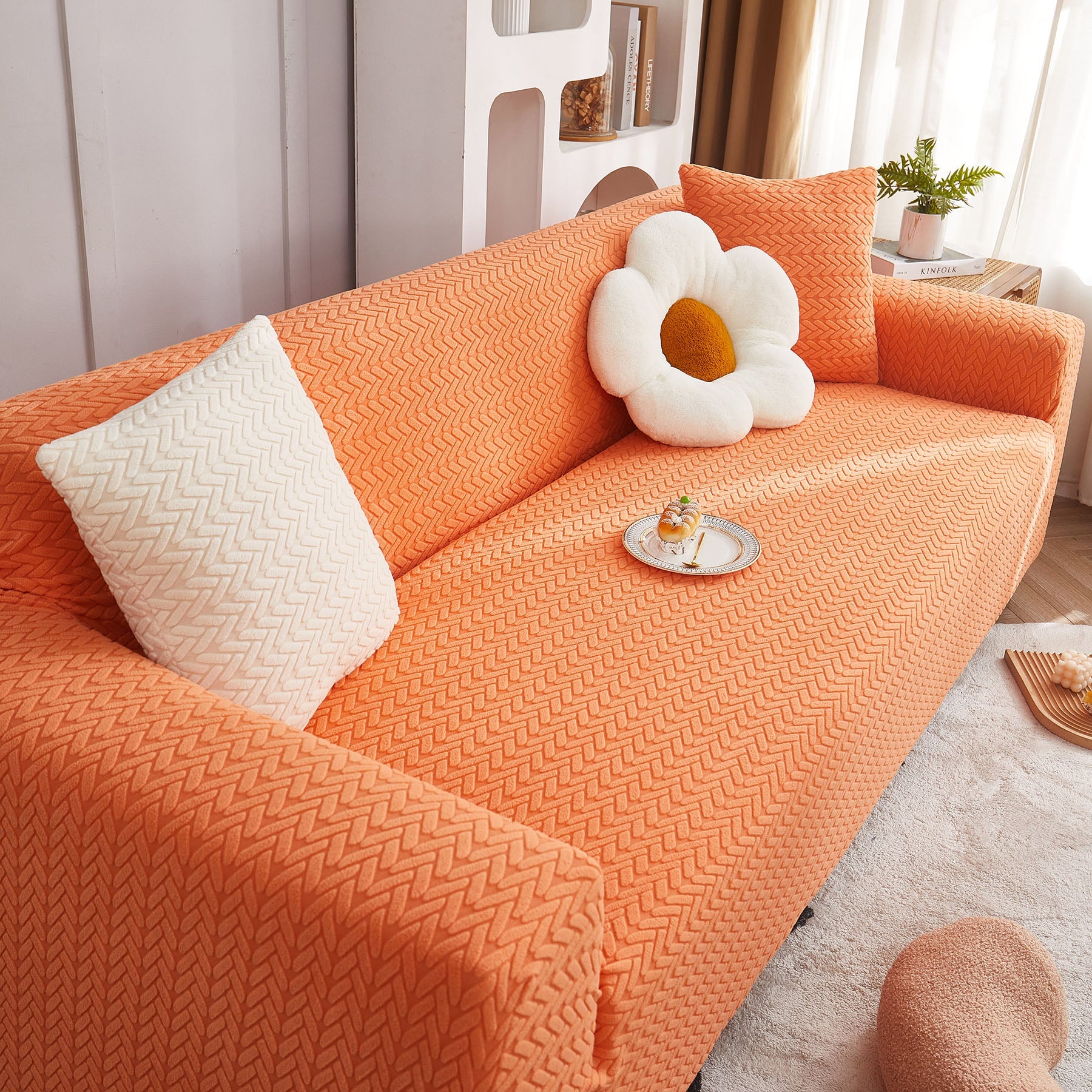 3D Geometric Stretch Sofa Slipcovers Non Slip Pet Friendly Washable Fitted Sofa Covers