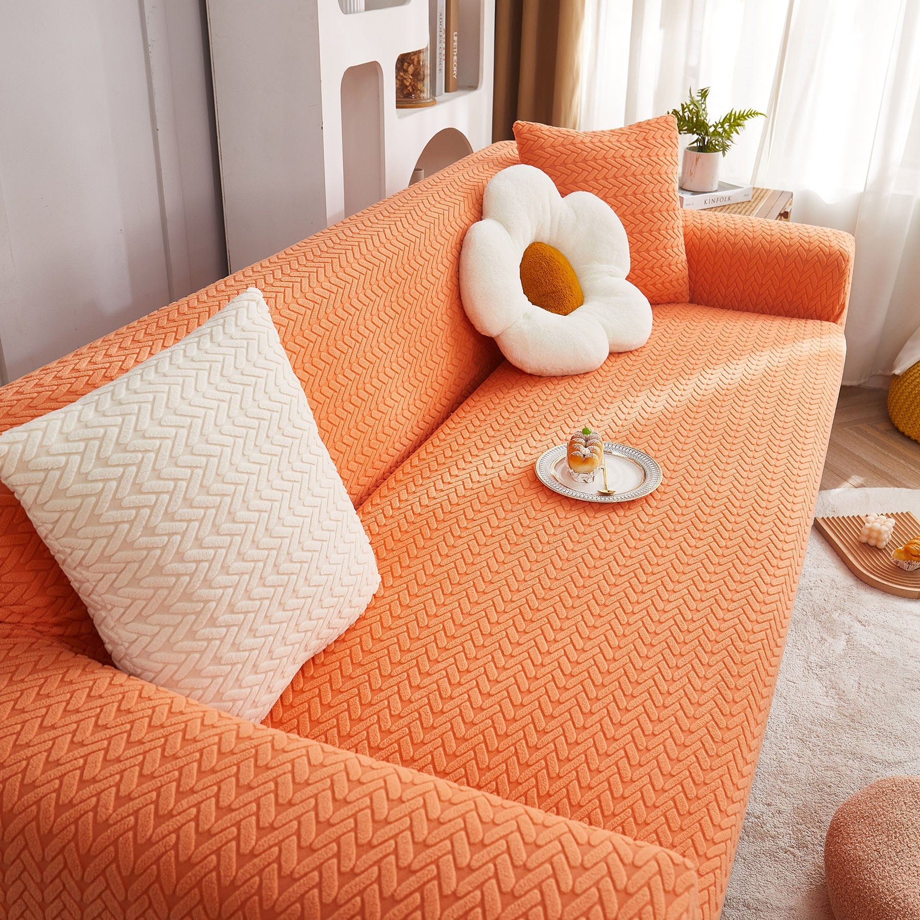 3D Geometric Stretch Sofa Slipcovers Non Slip Pet Friendly Washable Fitted Sofa Covers
