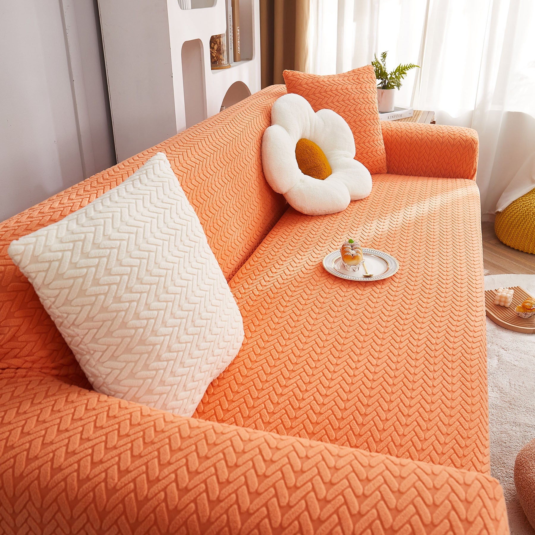3D Geometric Stretch Sofa Slipcovers Non Slip Pet Friendly Washable Fitted Sofa Covers