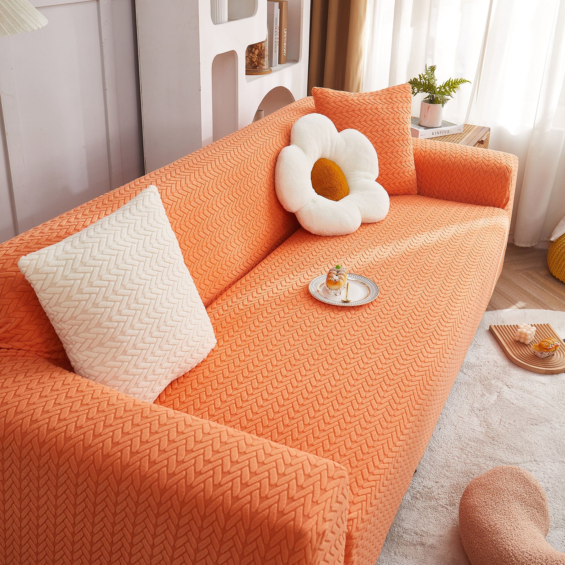 3D Geometric Stretch Sofa Slipcovers Non Slip Pet Friendly Washable Fitted Sofa Covers