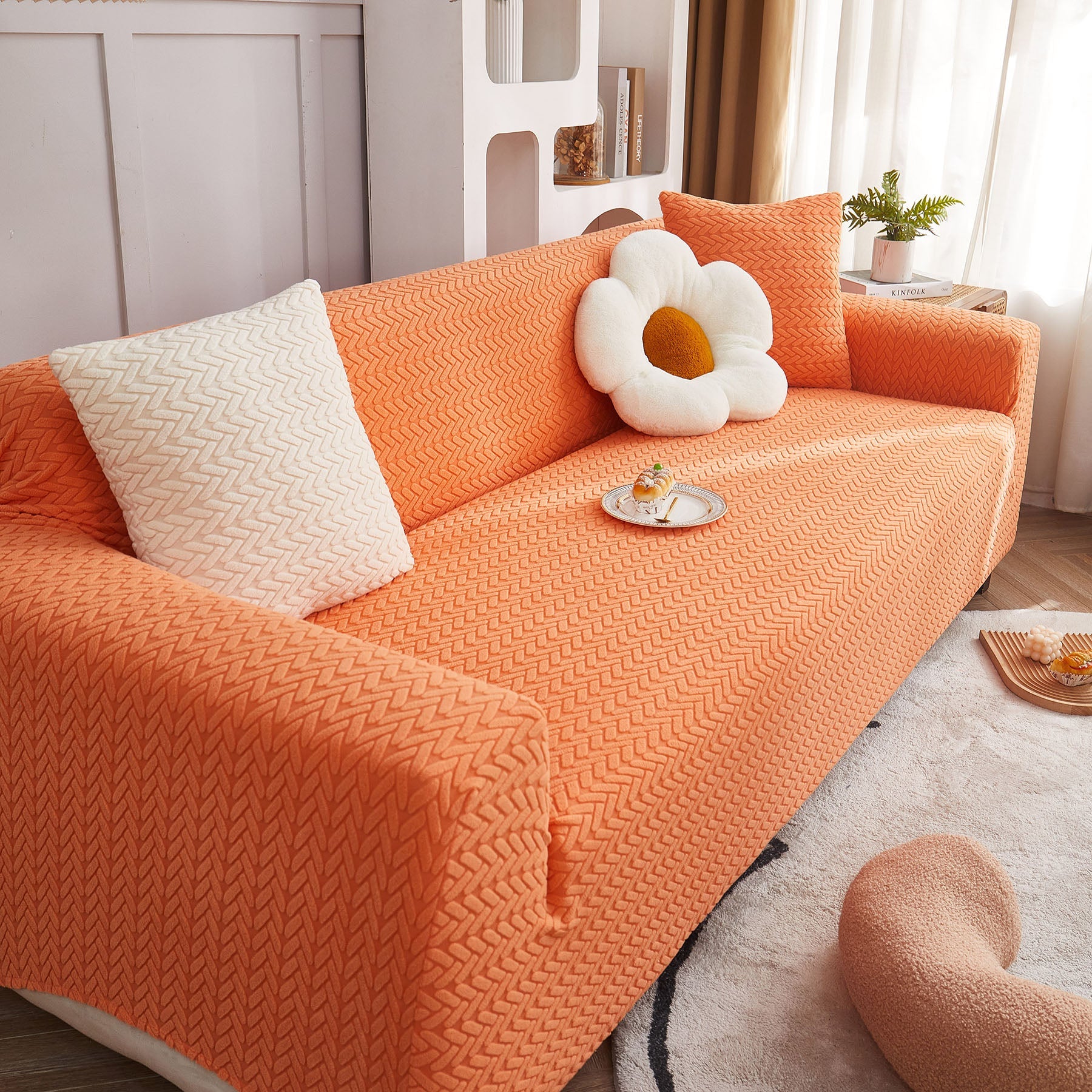 3D Geometric Stretch Sofa Slipcovers Non Slip Pet Friendly Washable Fitted Sofa Covers