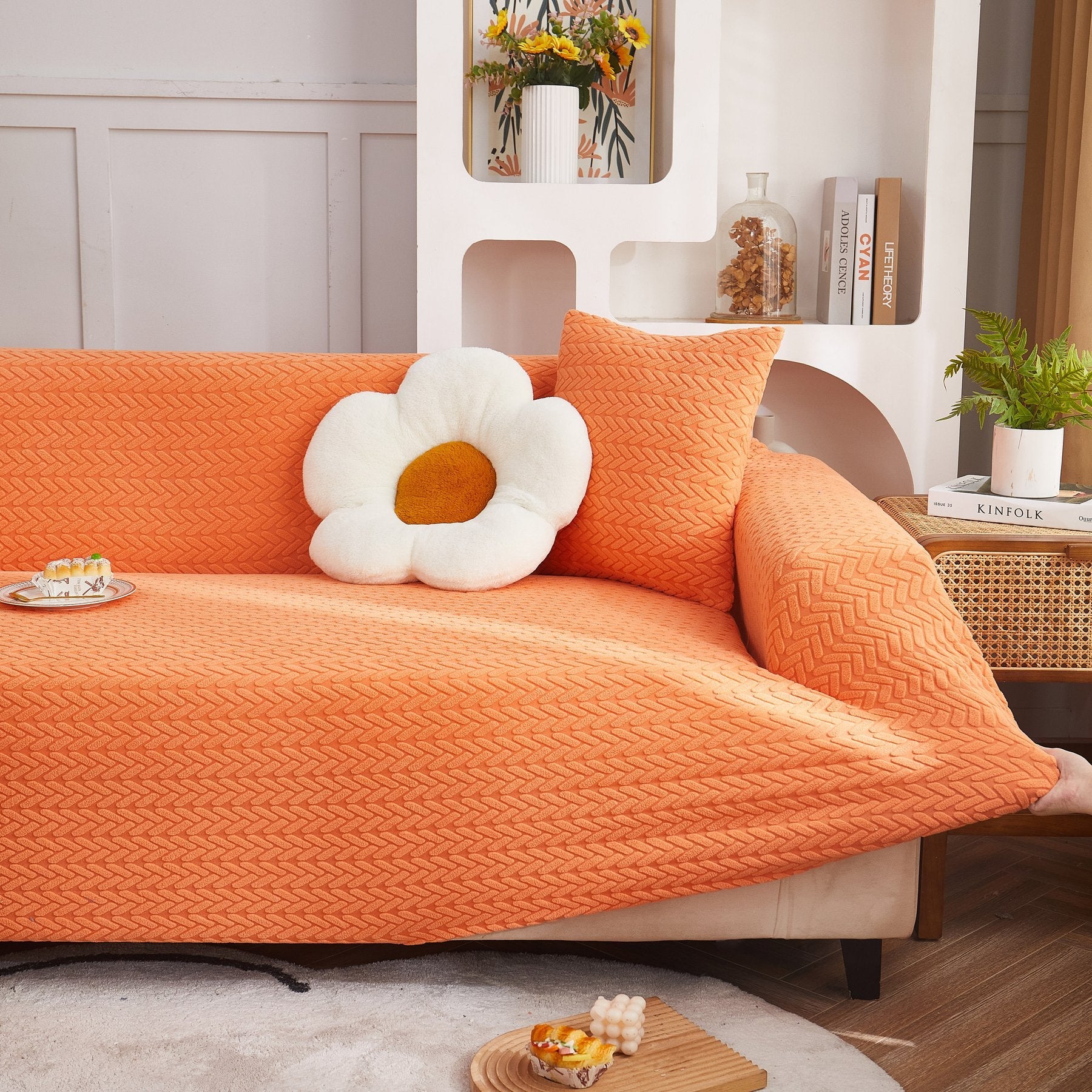 3D Geometric Stretch Sofa Slipcovers Non Slip Pet Friendly Washable Fitted Sofa Covers