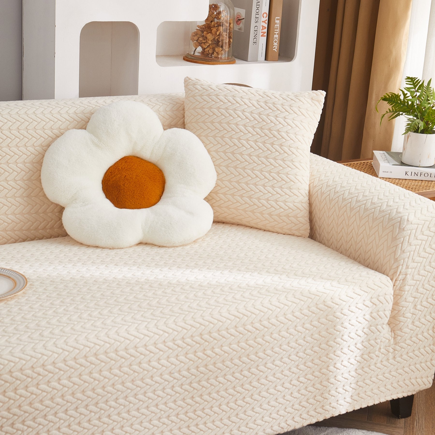 3D Geometric Stretch Sofa Slipcovers Non Slip Pet Friendly Washable Fitted Sofa Covers