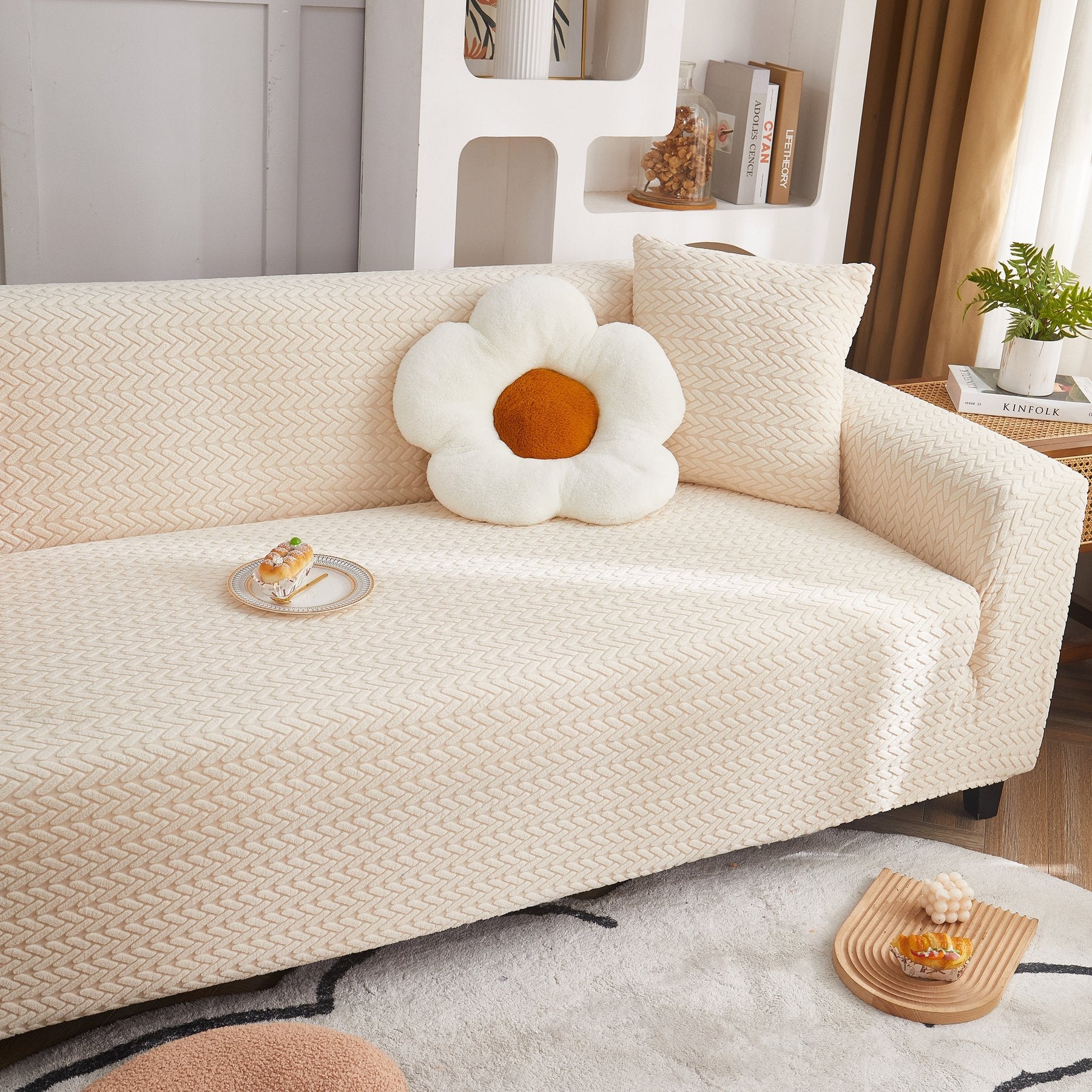 3D Geometric Stretch Sofa Slipcovers Non Slip Pet Friendly Washable Fitted Sofa Covers