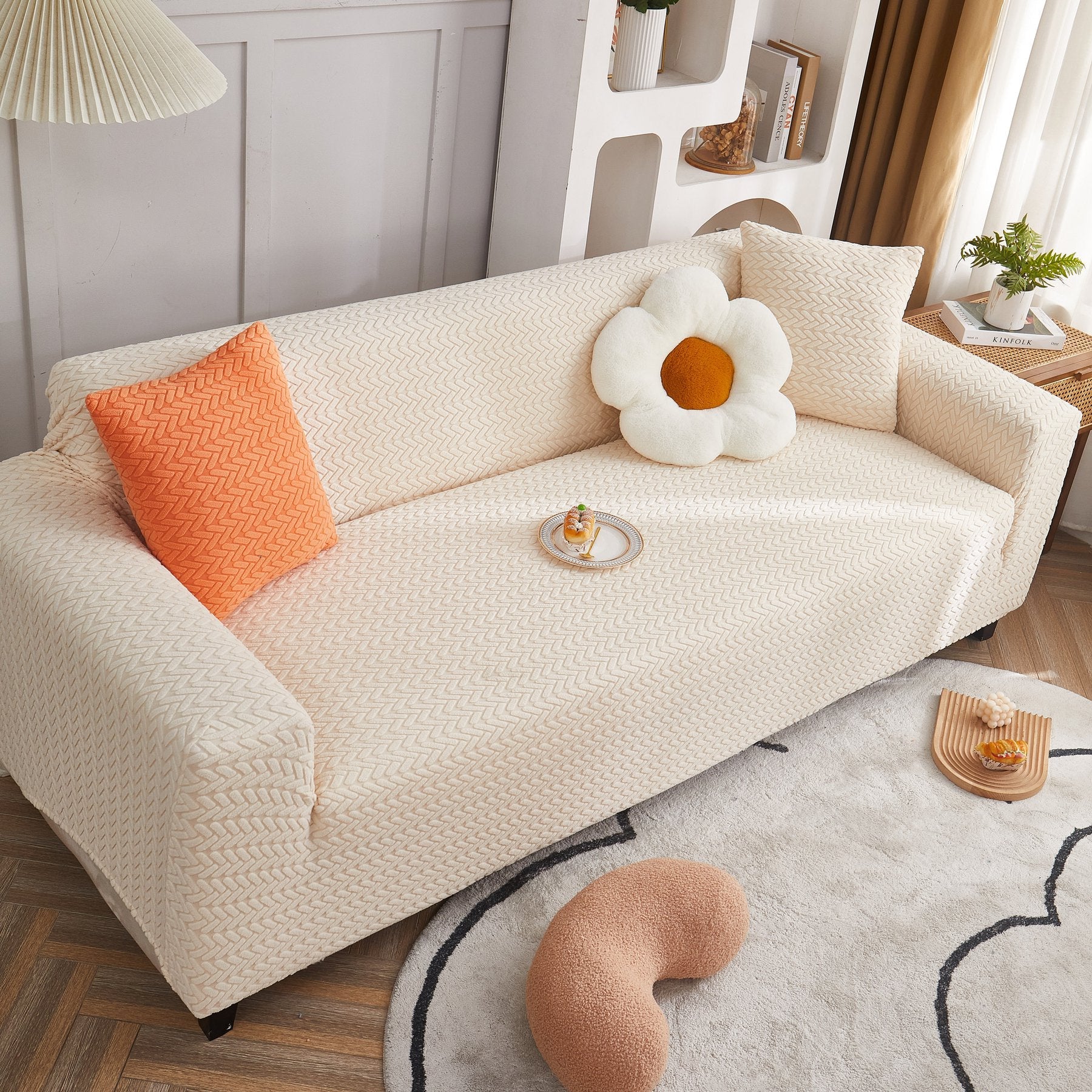 3D Geometric Stretch Sofa Slipcovers Non Slip Pet Friendly Washable Fitted Sofa Covers