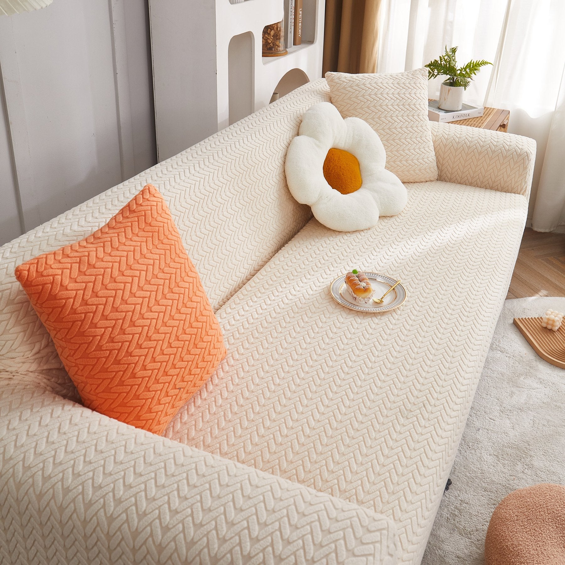 3D Geometric Stretch Sofa Slipcovers Non Slip Pet Friendly Washable Fitted Sofa Covers