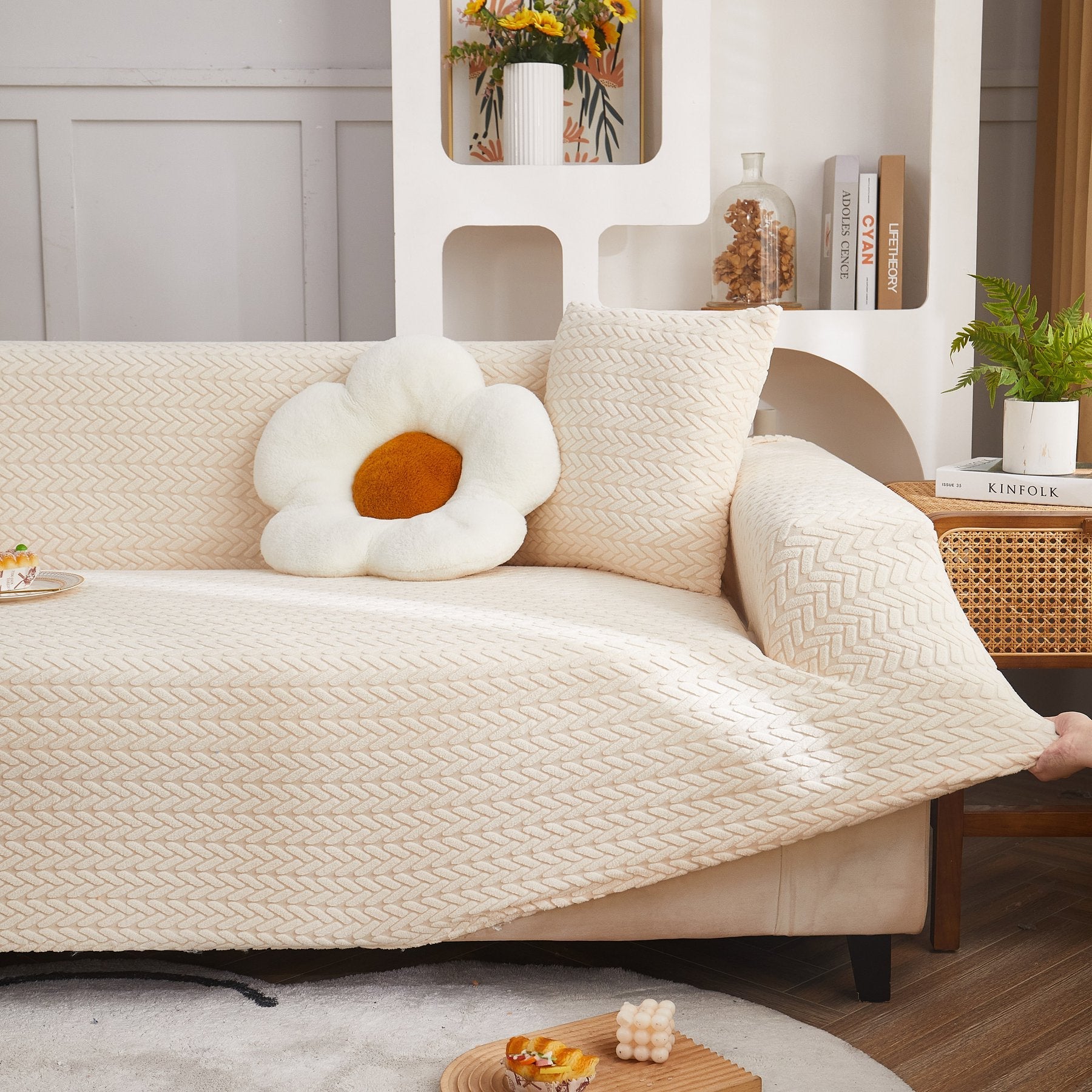 3D Geometric Stretch Sofa Slipcovers Non Slip Pet Friendly Washable Fitted Sofa Covers