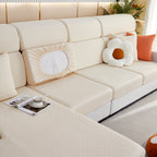 Checkered Jacquard Polar Fleece Stretch Sofa Cover, Non Slip Furniture Protector, Couch Seat Cushion Covers