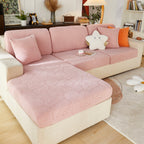 Leaf Pattern Jacquard Fabric Stretchable Cushion Cover, Non-Slip Furniture Protector for Kids, L Shaped Couch Covers