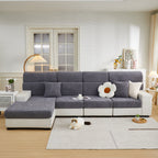 Cozy Plush Coral Fleece Sofa Cushion Slipcovers, Stretch Leaves Cushion Covers, Furniture Slipcovers