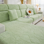Cozy Plush Coral Fleece Sofa Cushion Slipcovers, Stretch Leaves Cushion Covers, Furniture Slipcovers