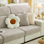 Cozy Plush Coral Fleece Sofa Cushion Slipcovers, Stretch Leaves Cushion Covers, Furniture Slipcovers