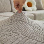 Cozy Plush Coral Fleece Sofa Cushion Slipcovers, Stretch Leaves Cushion Covers, Furniture Slipcovers