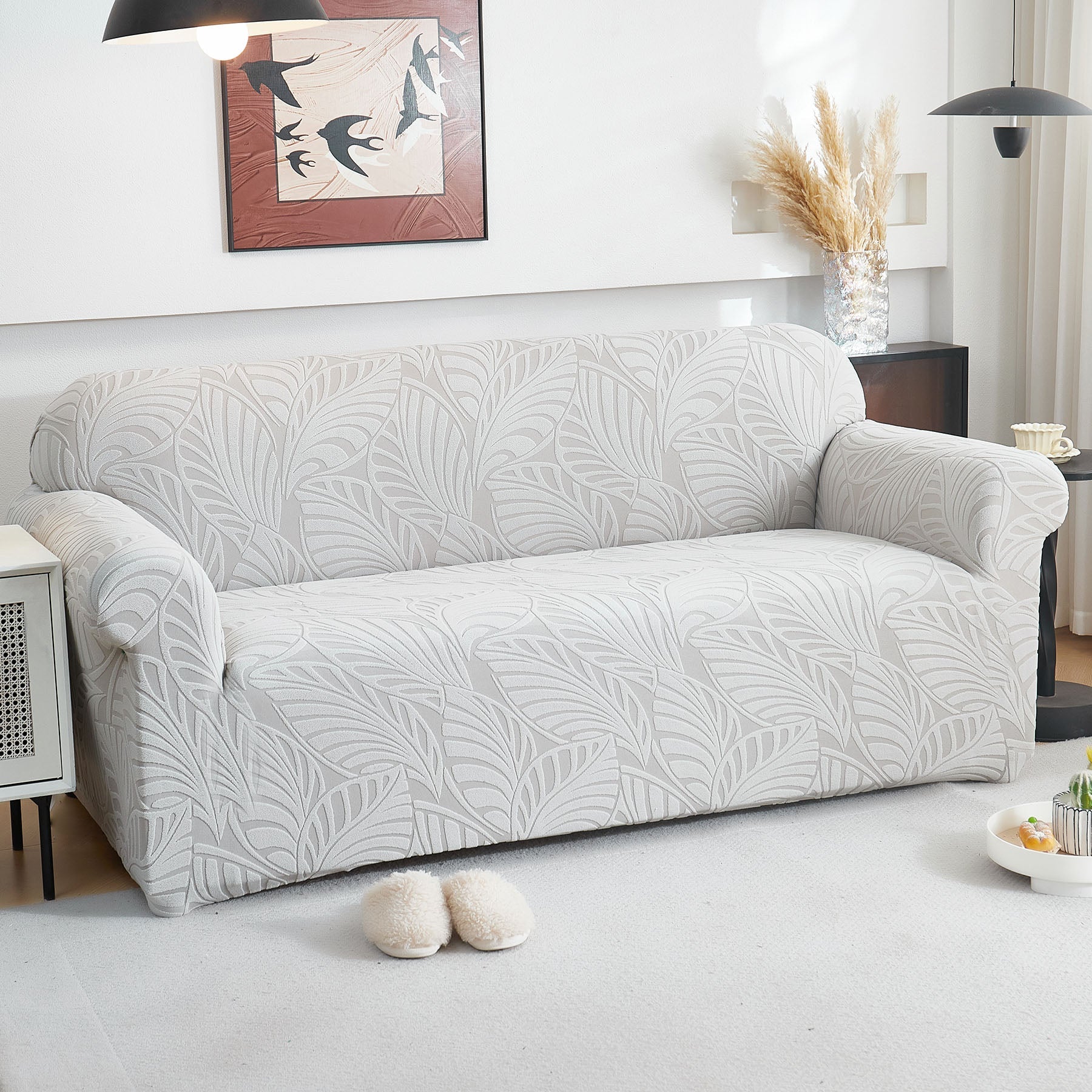 Stretch Sofa Slipcover 1-Piece Furniture Protector Couch with Elastic Bottom for Kids