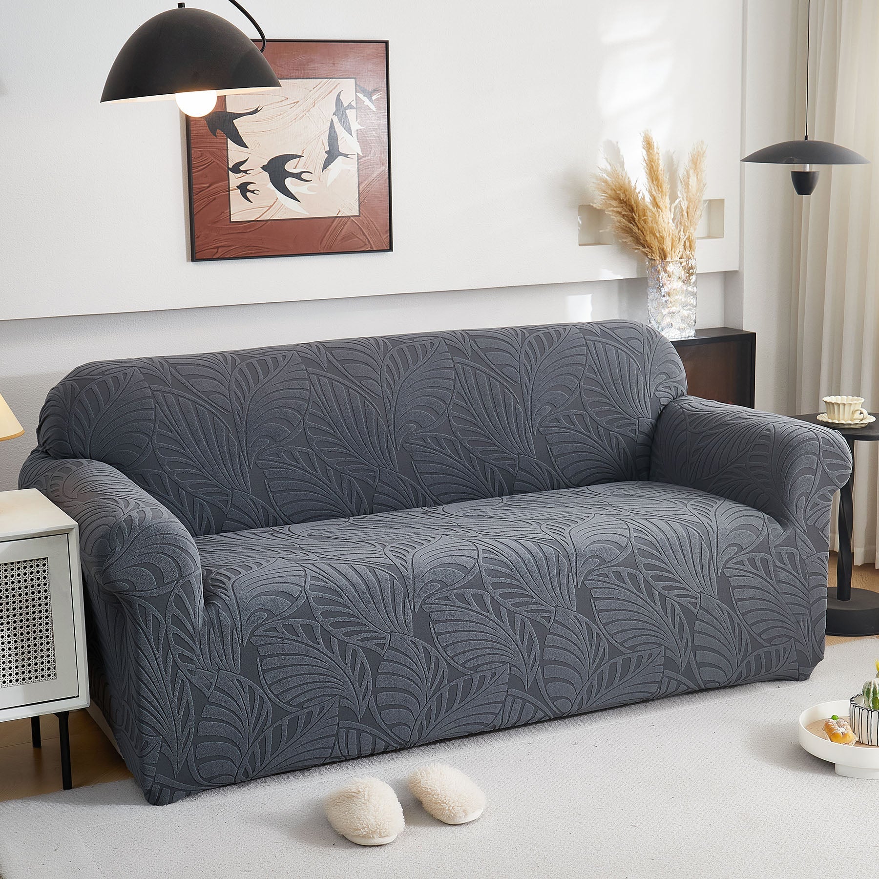 Stretch Sofa Slipcover 1-Piece Furniture Protector Couch with Elastic Bottom for Kids
