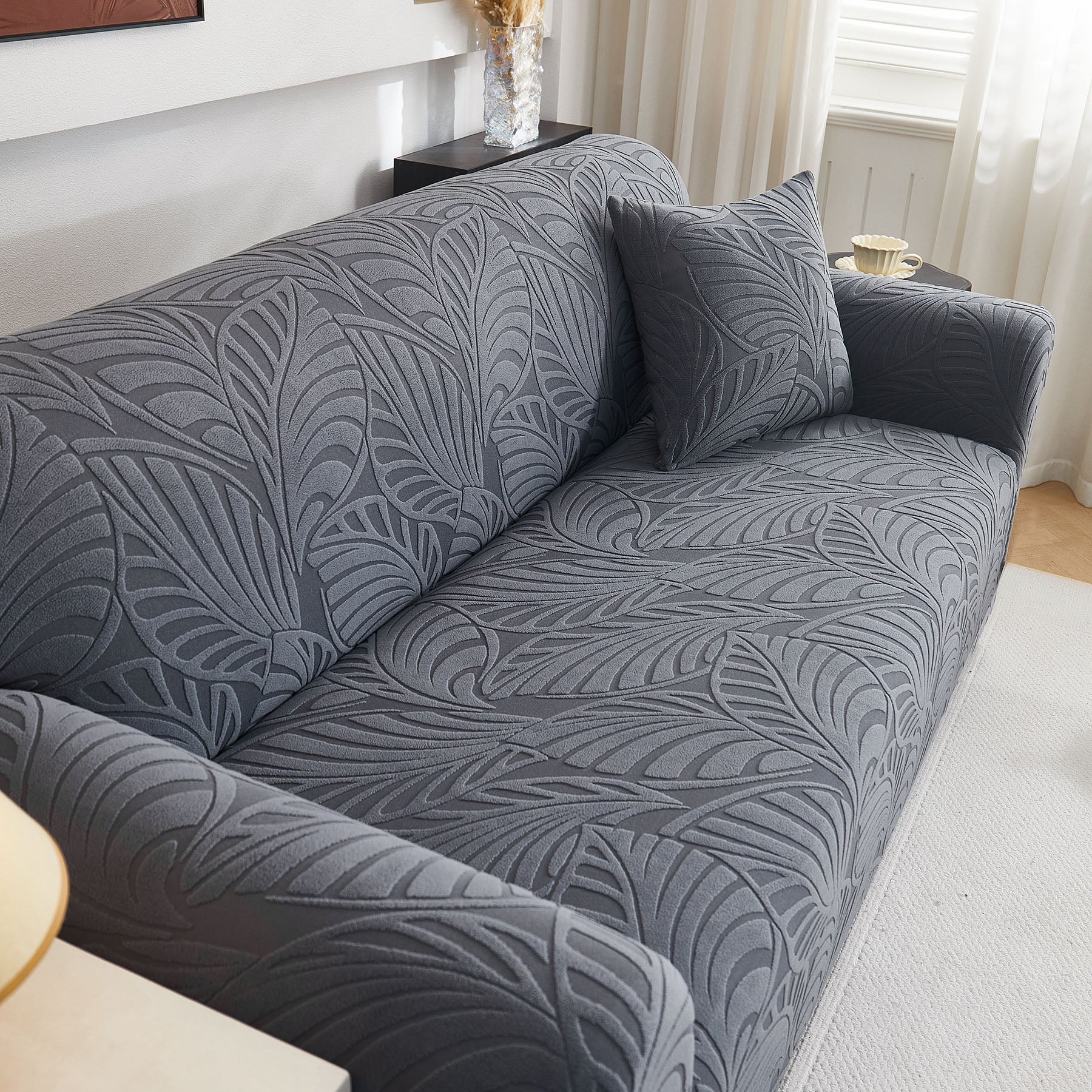Stretch Sofa Slipcover 1-Piece Furniture Protector Couch with Elastic Bottom for Kids
