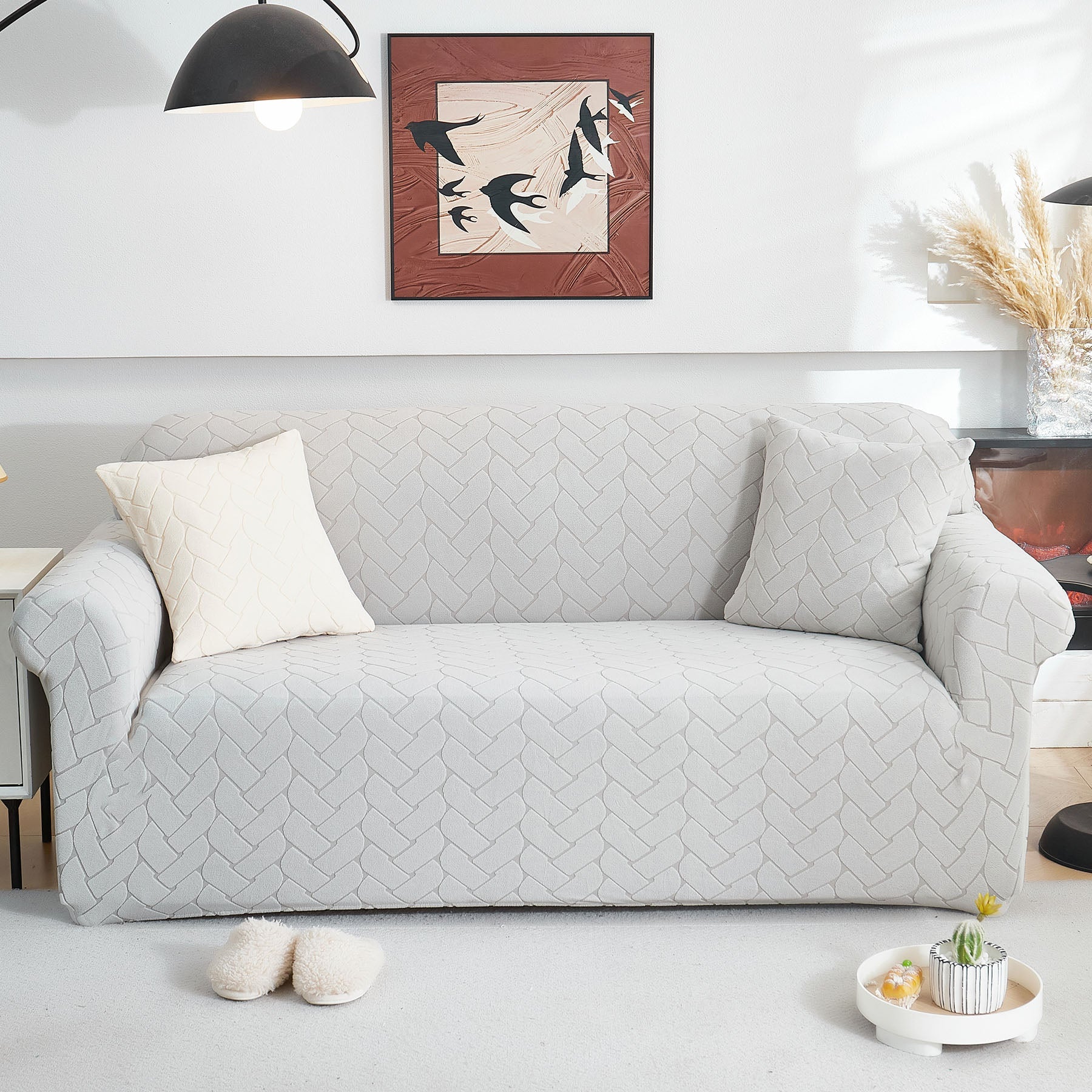3D Jacquard Couch Slipcover, Washable Non Slip Soft Couch Sofa Cover for Kids, Pets
