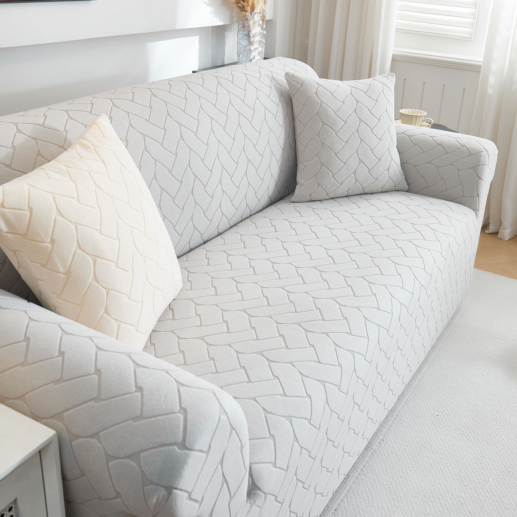 3D Jacquard Couch Slipcover, Washable Non Slip Soft Couch Sofa Cover for Kids, Pets
