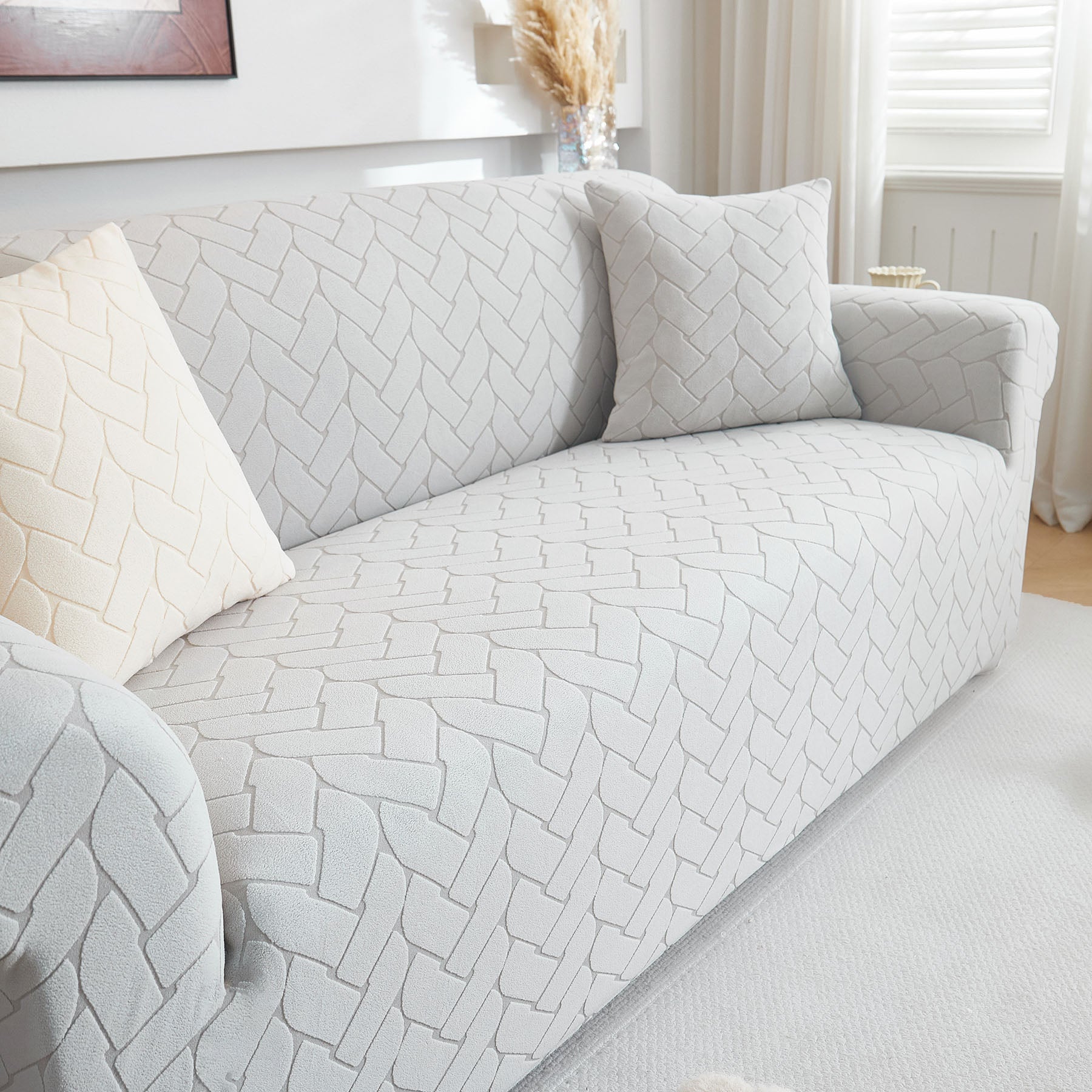 3D Jacquard Couch Slipcover, Washable Non Slip Soft Couch Sofa Cover for Kids, Pets