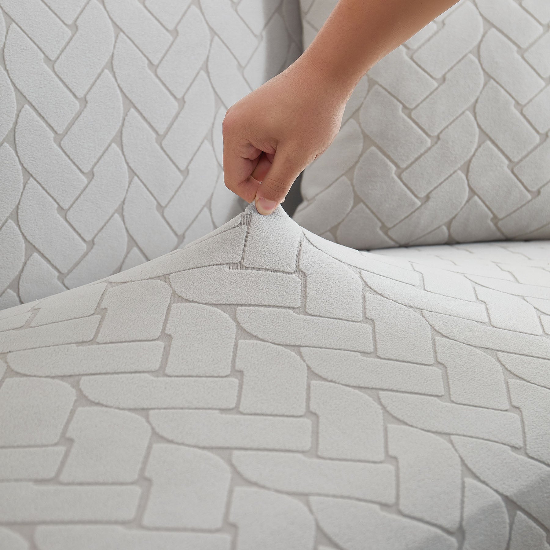 3D Jacquard Couch Slipcover, Washable Non Slip Soft Couch Sofa Cover for Kids, Pets