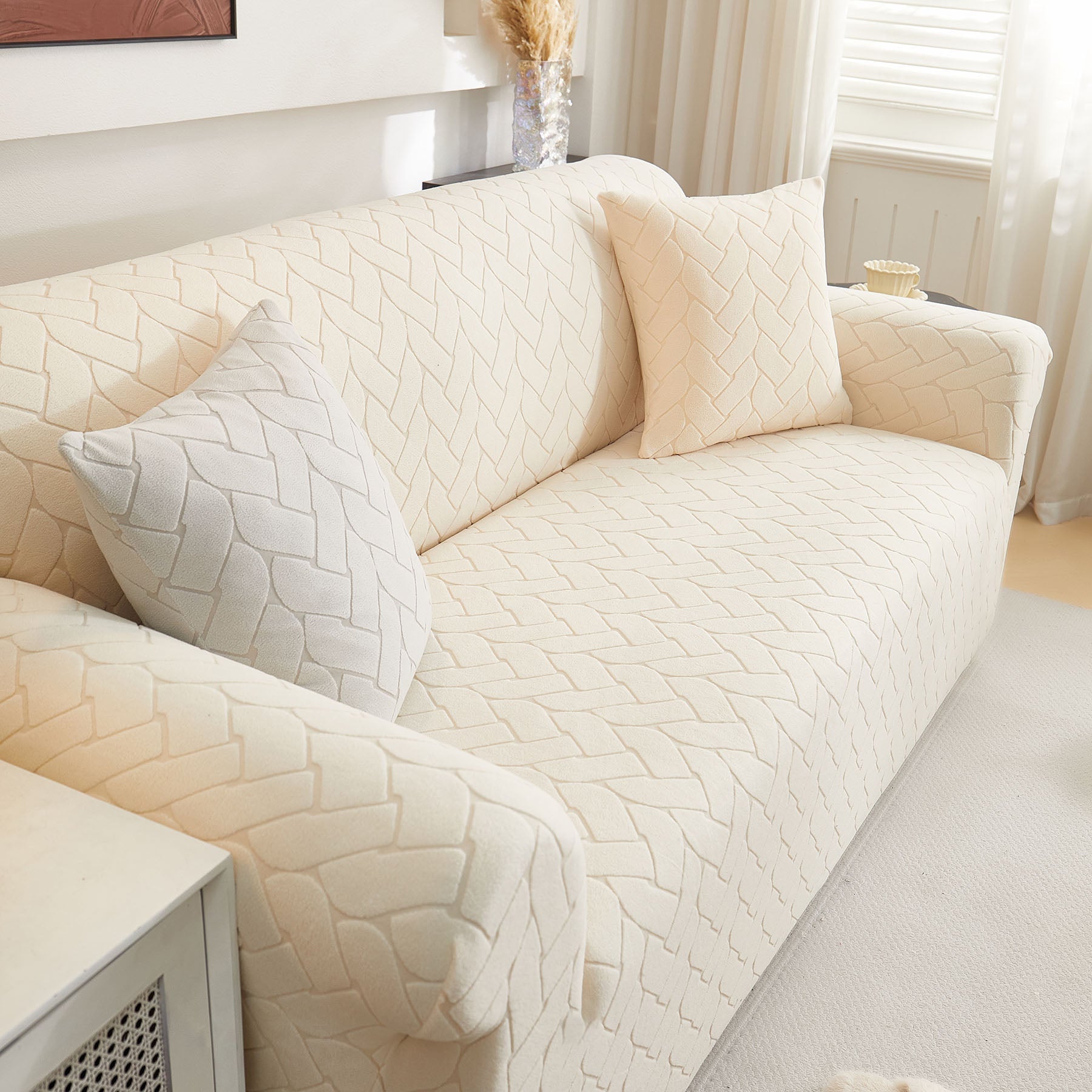 3D Jacquard Couch Slipcover, Washable Non Slip Soft Couch Sofa Cover for Kids, Pets