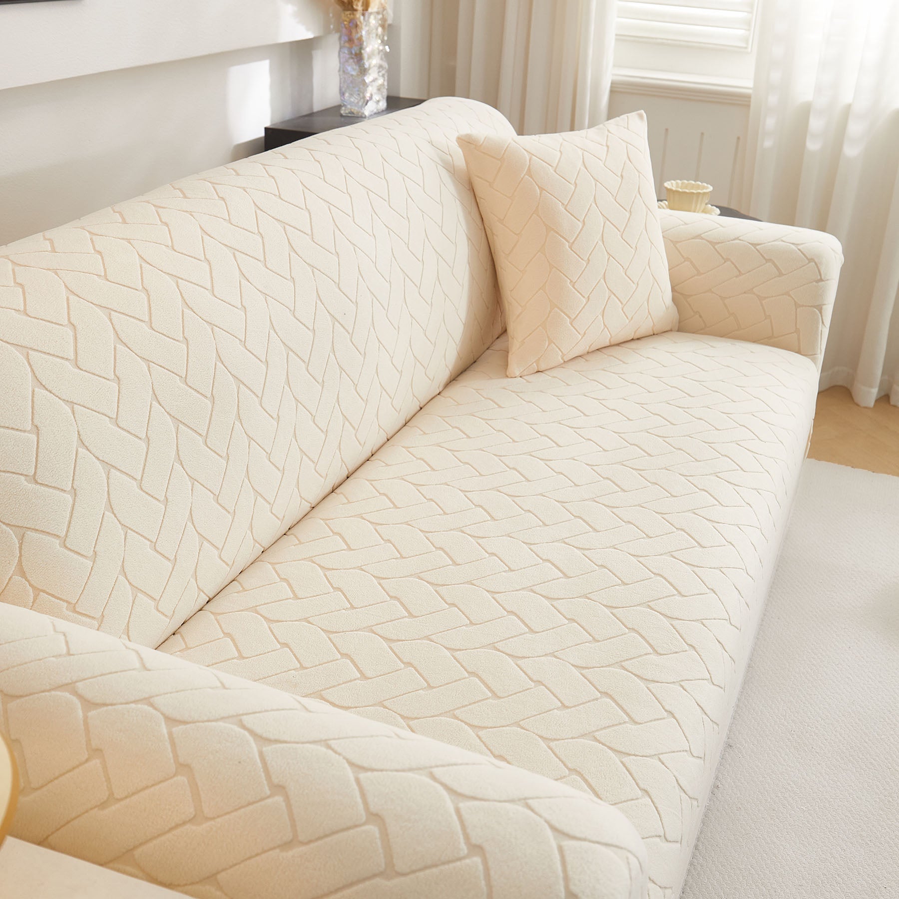 3D Jacquard Couch Slipcover, Washable Non Slip Soft Couch Sofa Cover for Kids, Pets