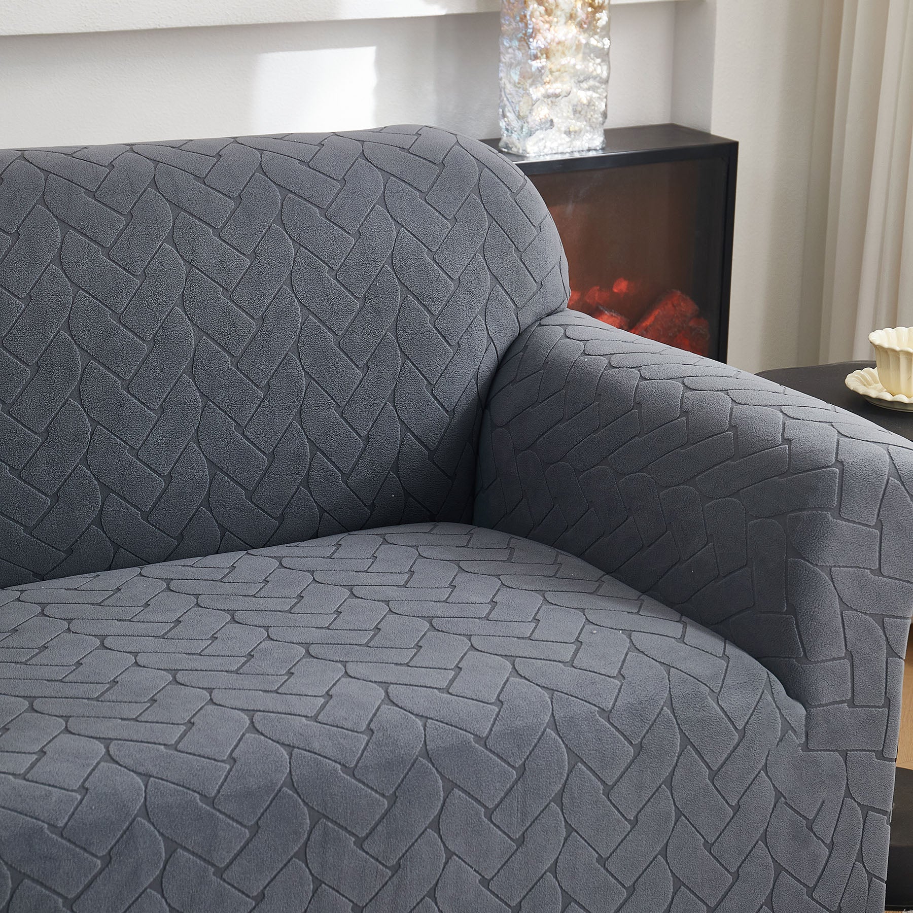 3D Jacquard Couch Slipcover, Washable Non Slip Soft Couch Sofa Cover for Kids, Pets
