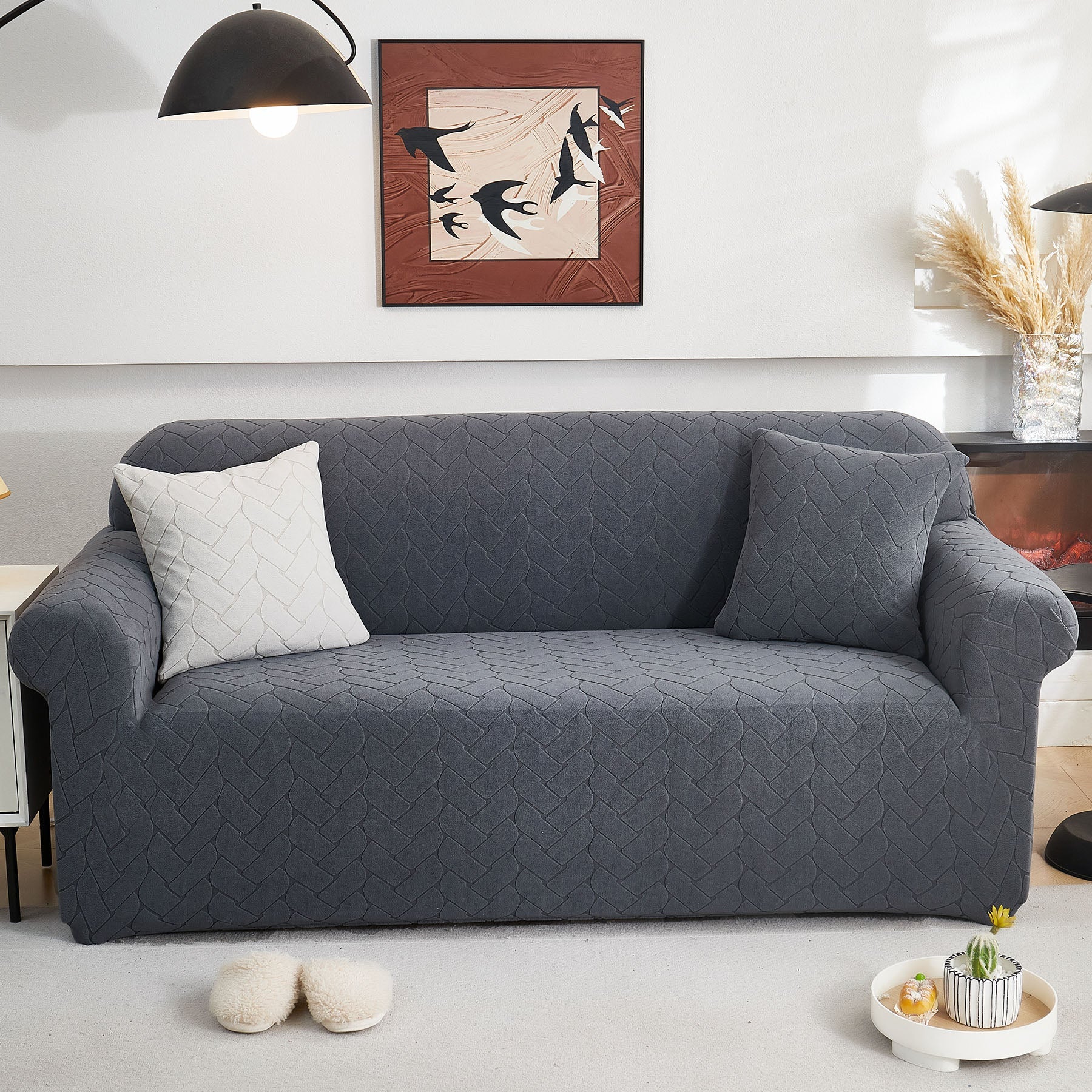3D Jacquard Couch Slipcover, Washable Non Slip Soft Couch Sofa Cover for Kids, Pets