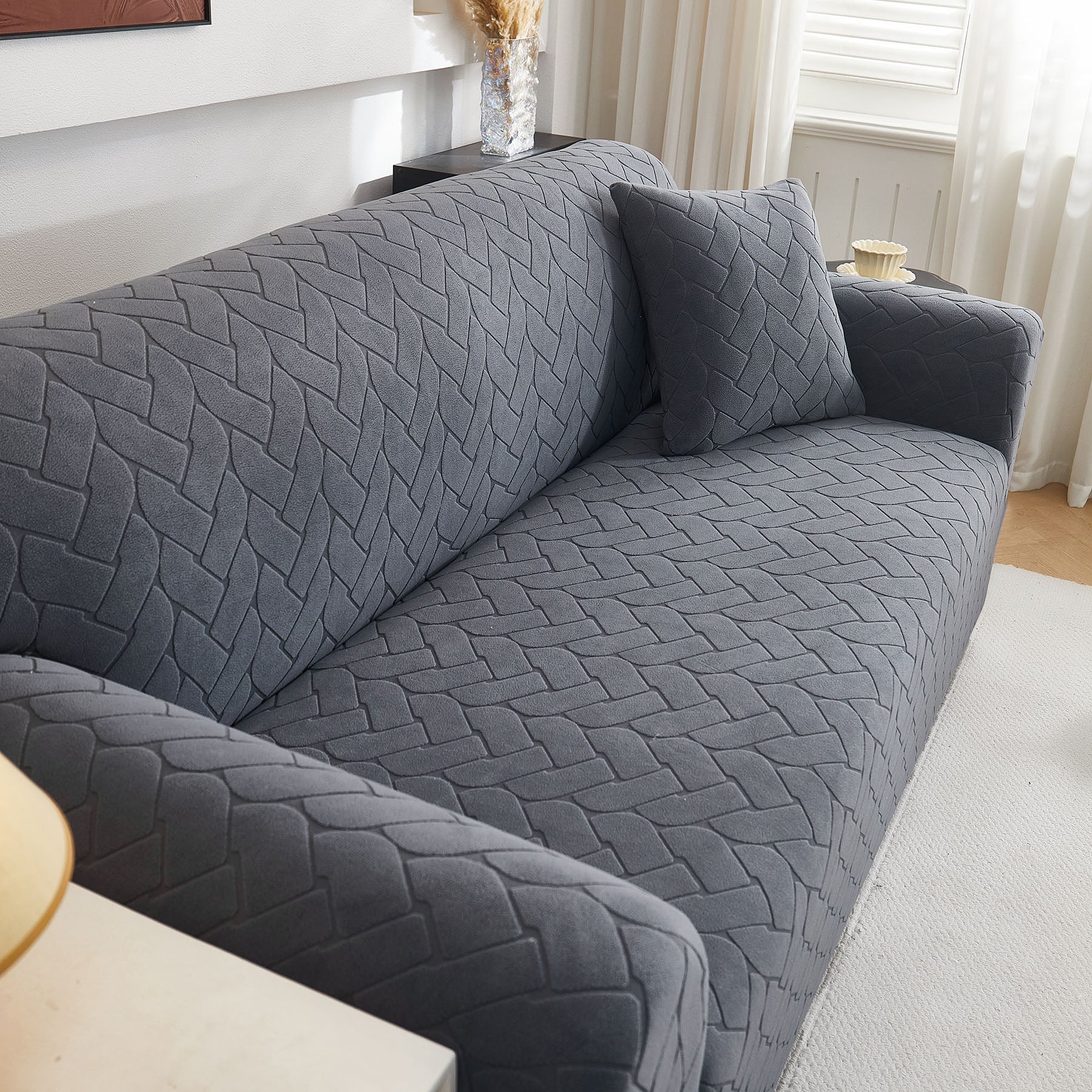 3D Jacquard Couch Slipcover, Washable Non Slip Soft Couch Sofa Cover for Kids, Pets