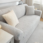 3D Baroque Floral Stretch Sofa Cover Elastic Polar Fleece Couch Slipcover with Straps