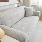 3D Baroque Floral Stretch Sofa Cover Elastic Polar Fleece Couch Slipcover with Straps