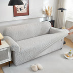 3D Baroque Floral Stretch Sofa Cover Elastic Polar Fleece Couch Slipcover with Straps