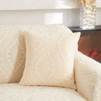 3D Baroque Floral Stretch Sofa Cover Elastic Polar Fleece Couch Slipcover with Straps