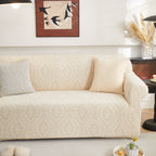 3D Baroque Floral Stretch Sofa Cover Elastic Polar Fleece Couch Slipcover with Straps