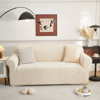 3D Baroque Floral Stretch Sofa Cover Elastic Polar Fleece Couch Slipcover with Straps