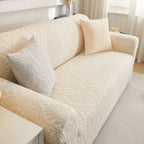 3D Baroque Floral Stretch Sofa Cover Elastic Polar Fleece Couch Slipcover with Straps